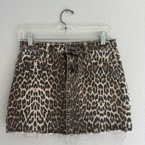 Leopard Print Denim Skirt
